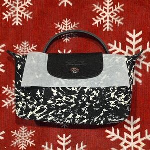 Longchamp Black and White Makeup Bag